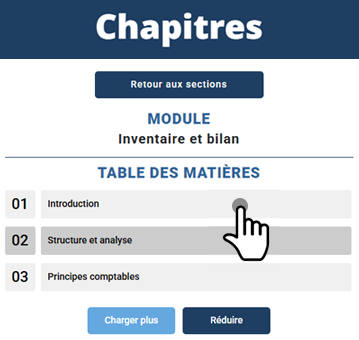 Liste des chapitres