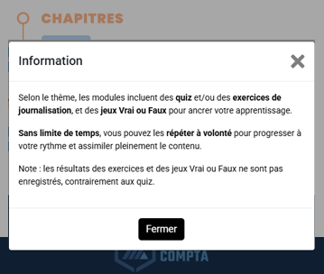 Information sur l'entraînement