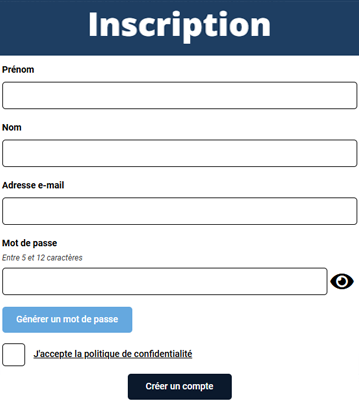 Inscription gratuite et rapide